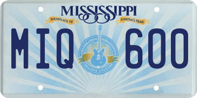 MS license plate MIQ600