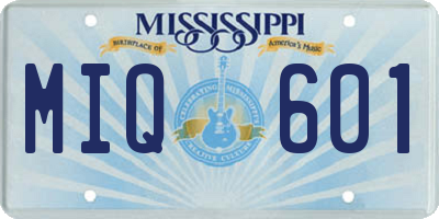 MS license plate MIQ601