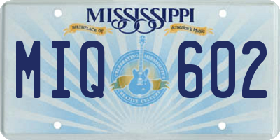 MS license plate MIQ602