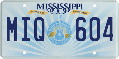 MS license plate MIQ604