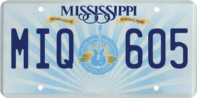 MS license plate MIQ605