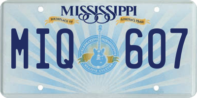 MS license plate MIQ607