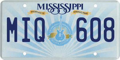 MS license plate MIQ608