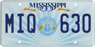 MS license plate MIQ630