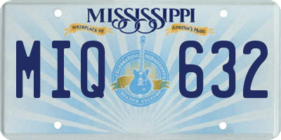 MS license plate MIQ632