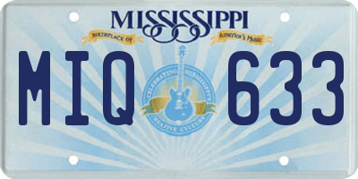 MS license plate MIQ633