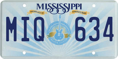 MS license plate MIQ634