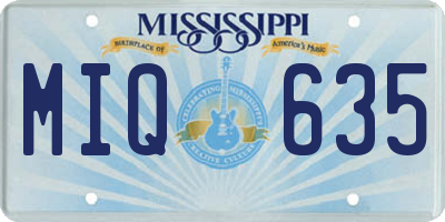 MS license plate MIQ635