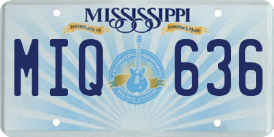 MS license plate MIQ636