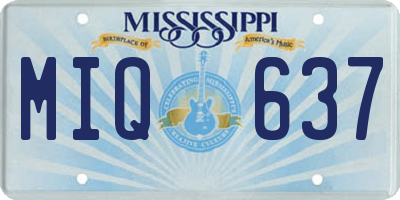 MS license plate MIQ637