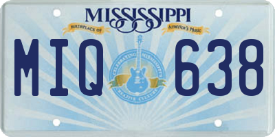 MS license plate MIQ638