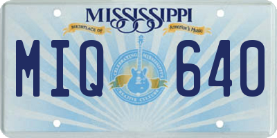 MS license plate MIQ640
