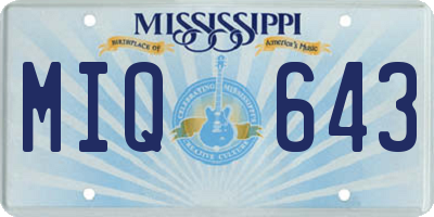 MS license plate MIQ643