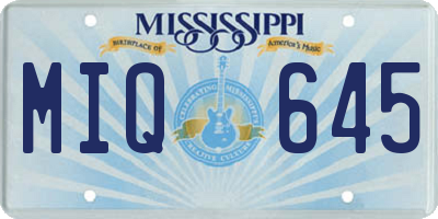 MS license plate MIQ645