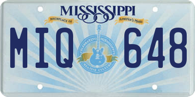 MS license plate MIQ648