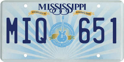 MS license plate MIQ651