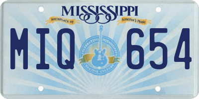 MS license plate MIQ654
