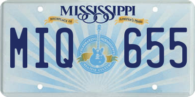 MS license plate MIQ655