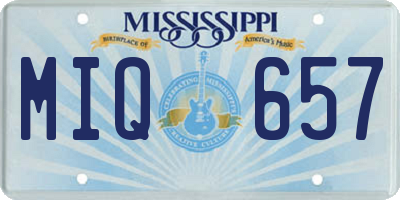 MS license plate MIQ657
