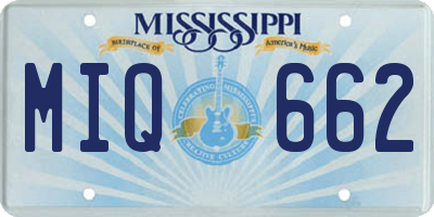 MS license plate MIQ662