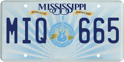 MS license plate MIQ665