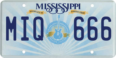 MS license plate MIQ666