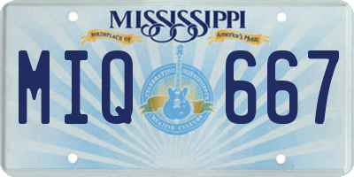 MS license plate MIQ667