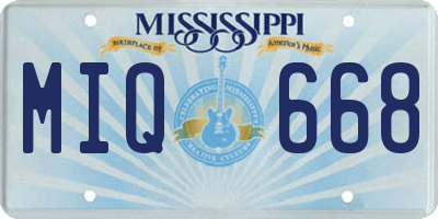 MS license plate MIQ668