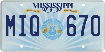 MS license plate MIQ670