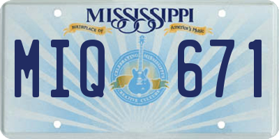 MS license plate MIQ671
