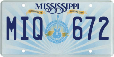 MS license plate MIQ672