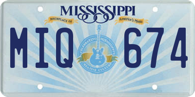 MS license plate MIQ674