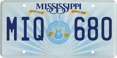 MS license plate MIQ680