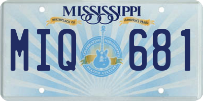 MS license plate MIQ681
