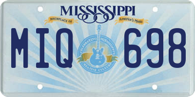 MS license plate MIQ698