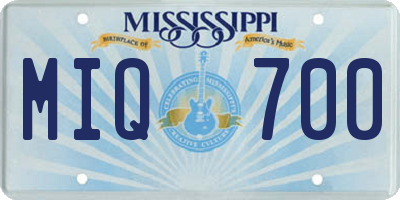 MS license plate MIQ700