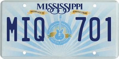 MS license plate MIQ701