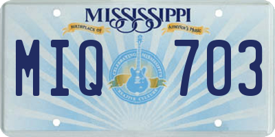 MS license plate MIQ703