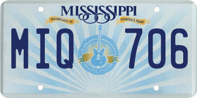 MS license plate MIQ706