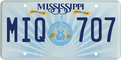 MS license plate MIQ707