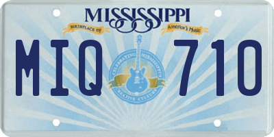 MS license plate MIQ710