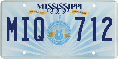 MS license plate MIQ712