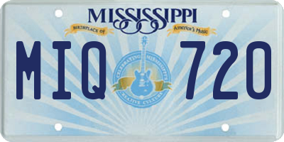 MS license plate MIQ720