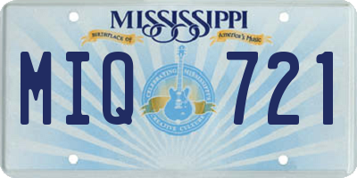 MS license plate MIQ721