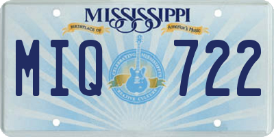 MS license plate MIQ722