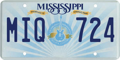 MS license plate MIQ724