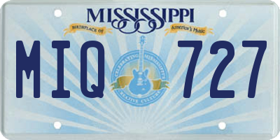 MS license plate MIQ727