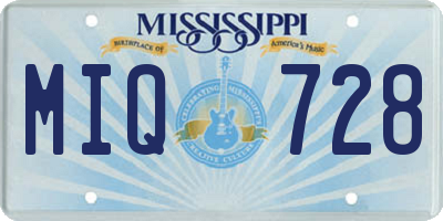 MS license plate MIQ728