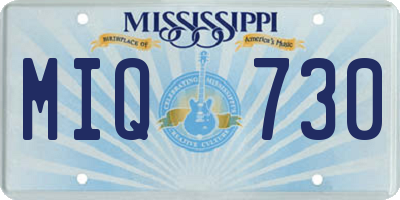 MS license plate MIQ730