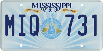 MS license plate MIQ731